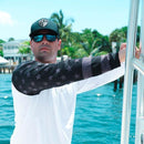 Performance Long Sleeve W/ Mesh | White | Blackout American Flag Sleeve
