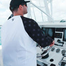 Performance Long Sleeve W/ Mesh | White | Blackout American Flag Sleeve