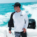 Performance Long Sleeve W/ Mesh | White | Blackout American Flag Sleeve