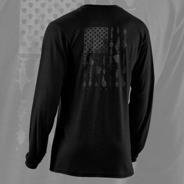 Cotton Long Sleeve | Black | Fins & Stripes