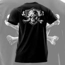 Cotton Short Sleeve | White Skull & Bones | Black