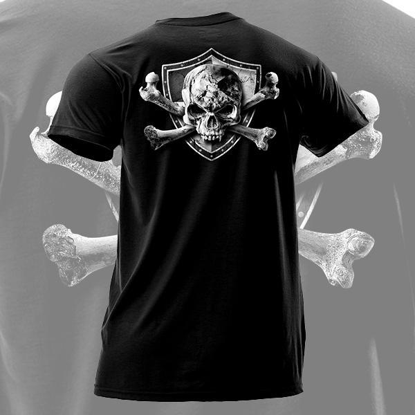 Cotton Short Sleeve | White Skull & Bones | Black