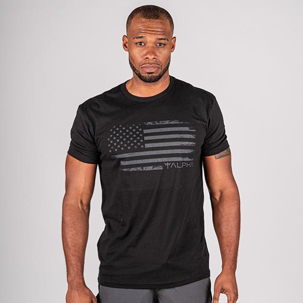 Cotton Short Sleeve | Alpha Flag | Blackout