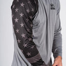 Performance Long Sleeve W/ Mesh | Grey | Blackout American Flag Game On