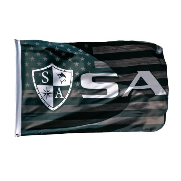 SA Flag | Blackout American Flag | Shield SA Logo