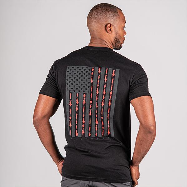 Cotton Short Sleeve | Fins & Stripes | Red/Black