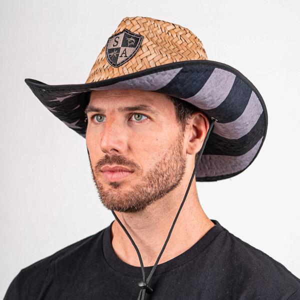 Cowboy Under Brim Straw Hat | Blackout American Flag