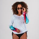 Womens Long Sleeve Performance Shirt W/Mesh | White | Watercolor