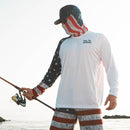 Performance Long Sleeve W/ Mesh | White | 1 Sleeve-American Flag