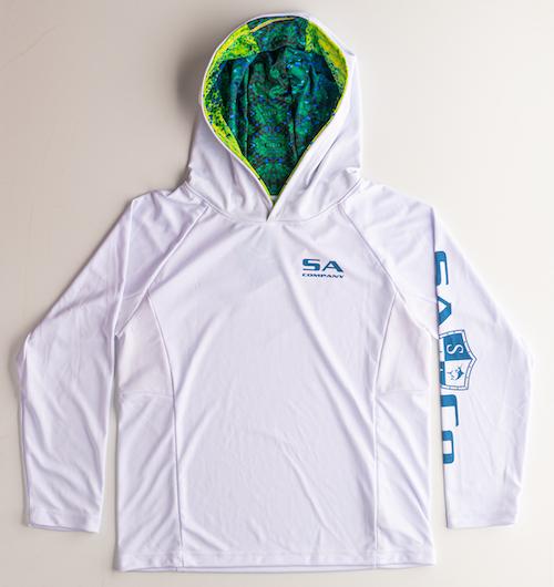 Kids Long Sleeve Hooded PERFormance Long Sleeve W/Mesh | White | Inner Hood-Mahi