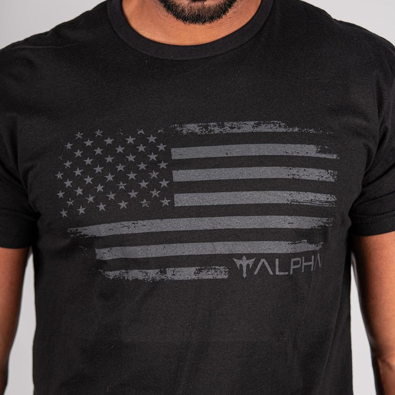 Cotton Short Sleeve | Alpha Flag | Blackout