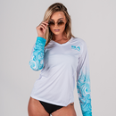 Womens Performance Long Sleeve W/ Mesh | White | Tidal Waves