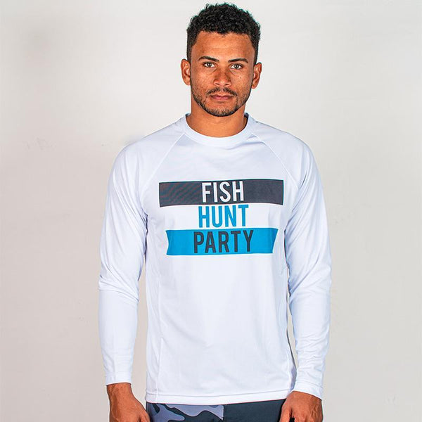 Performance Long Sleeve W/ Mesh | White | Fish Hunt Party