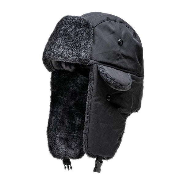 Trapper Hat | Nylon | Black | Black Fur