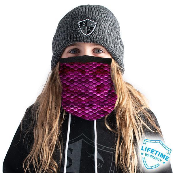 Kids Frost Tech | Pink Mermaid Scales Fleece Lined Face Shield - SA Company 