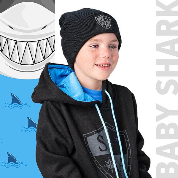 Kids Hoodie Inner Lined| Black | Baby Shark