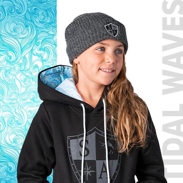 Kids Hoodie Inner Lined| Black | Tidal Wave