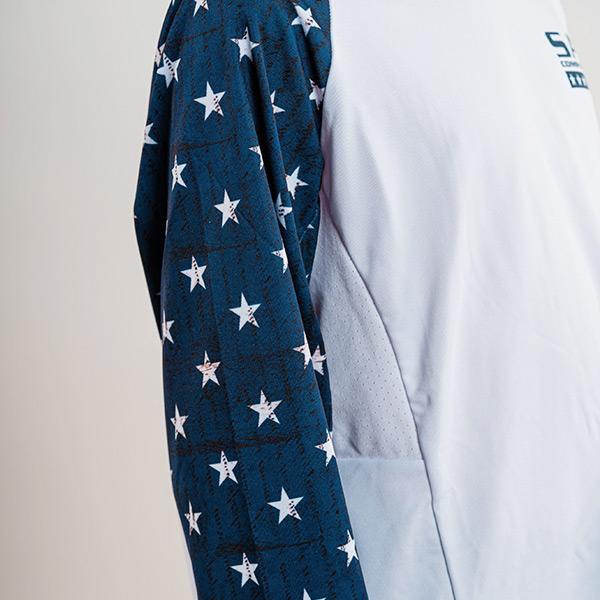 Kids Performance Long Sleeve W/ Mesh | White | 1 Sleeve-American Flag