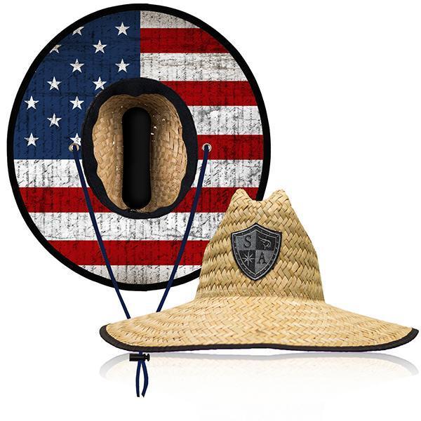 Kids Under Brim Straw Hat | American Flag - SA Company 