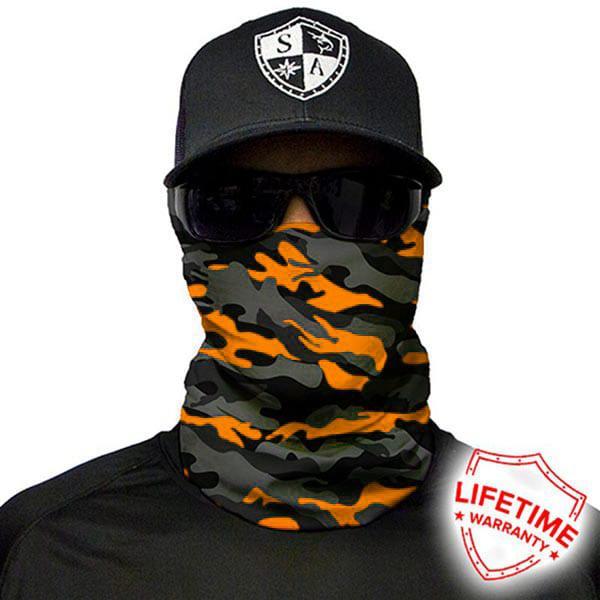 Face Shield® | Orange & Grey Military Camo