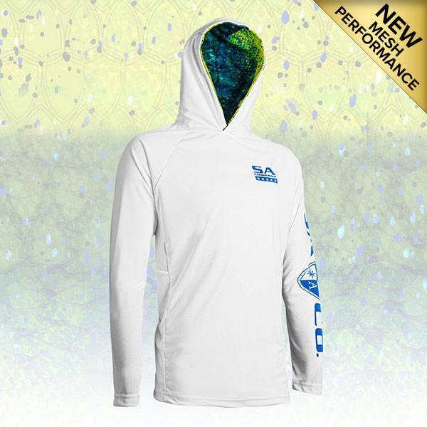 Long Sleeve Hooded PERFormance Long Sleeve W/Mesh | White | Inner Hood-Mahi