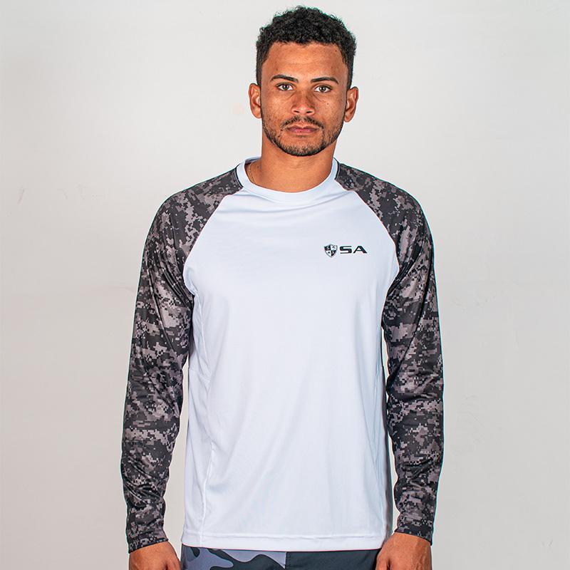 Performance Long Sleeve W/ Mesh | White | 2 Sleeve-B/O Digi Camo | Shield Sa