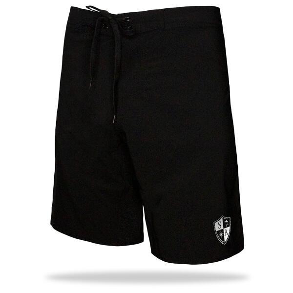 Board Shorts | Solid Black | Silver SA Shield