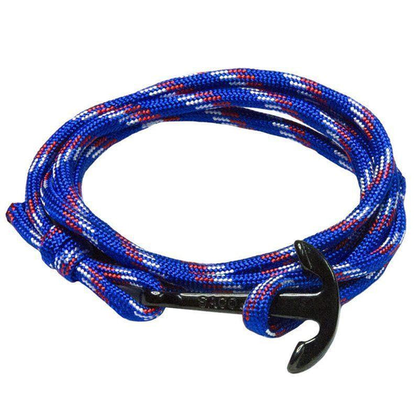 Black Anchor Wrap Bracelet | Red, White & Blue Nylon - SA Company 