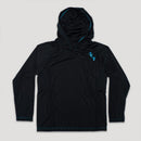 Kids Long Sleeve Hooded PERFormance Long Sleeve W/Mesh | Black | 2-Logo