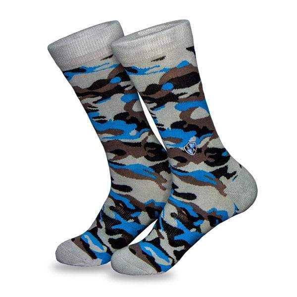 Woven Socks | Crew | Aqua Blackout Military Camo