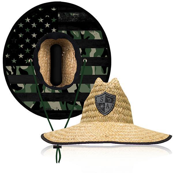 Under Brim Straw Hat | Patriot Military Camo | SA BO Shield - SA Company 