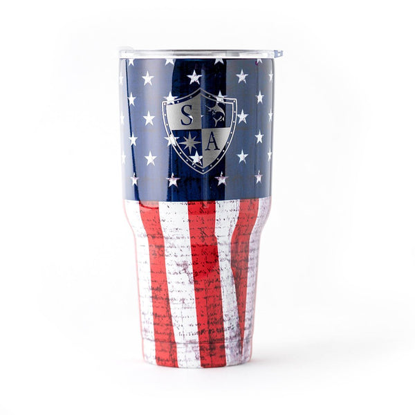 Tumbler | Metal | 30OZ | American Flag With Silver