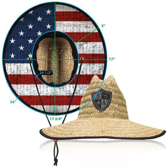 Under Brim Straw Hat | American Flag