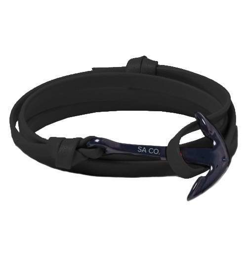Black Anchor Wrap Bracelet | Black Leather - SA Company 