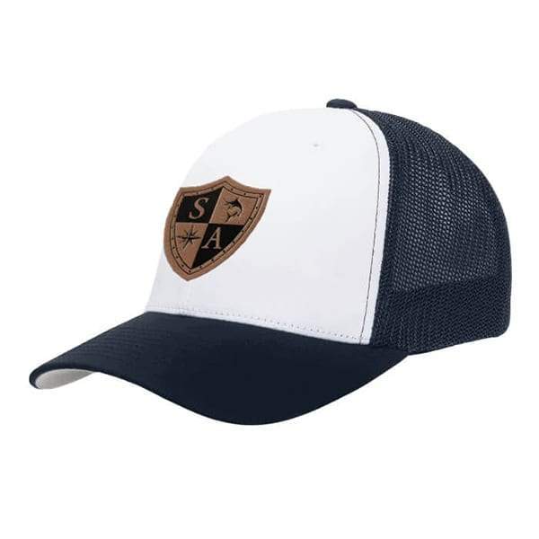 SA Snapback Hat | Navy Mesh & White | Leather